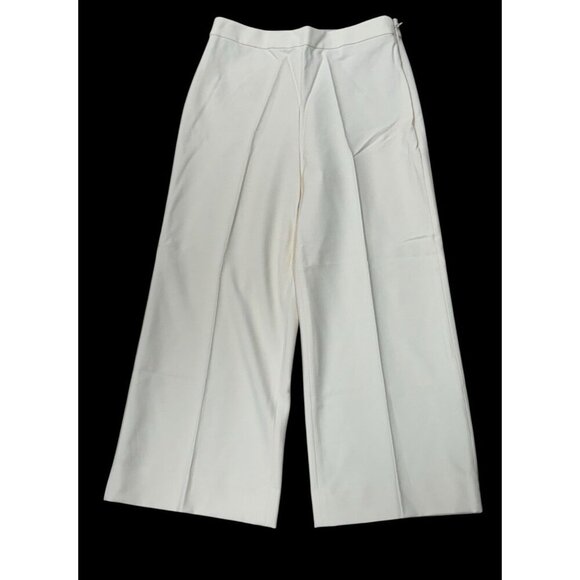 REBECCA TAYLOR Sz 8 Crop Pants Vanilla Off White Wide Leg Trouser Capsule Office - Picture 1 of 5